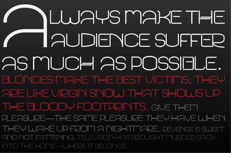 Type sample for Hitchcock, a display font