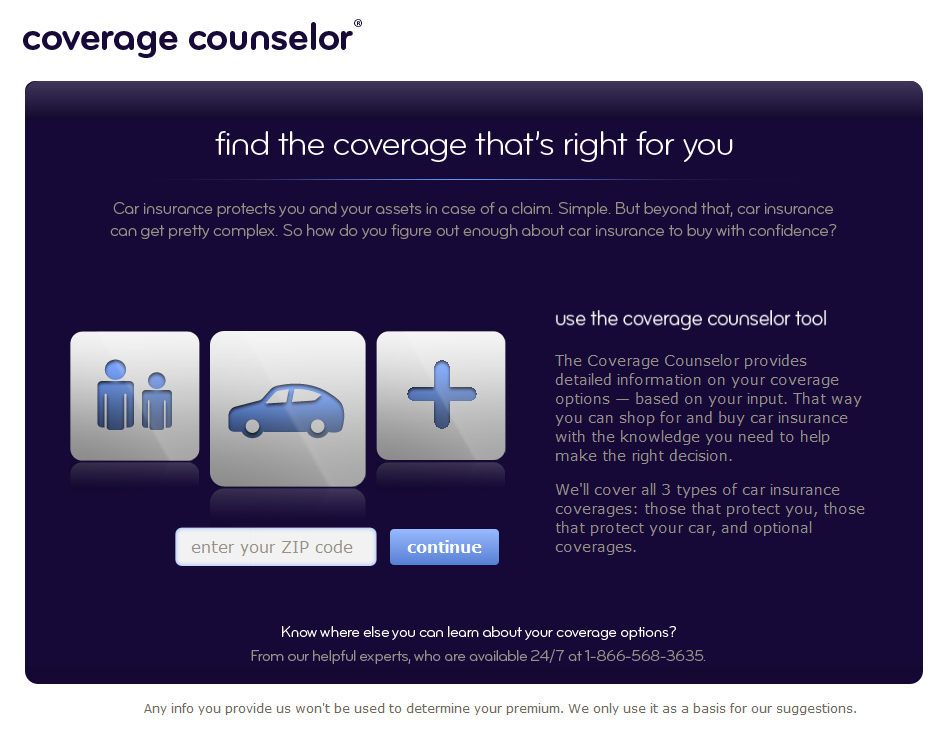 The Coverage Counselor's start page